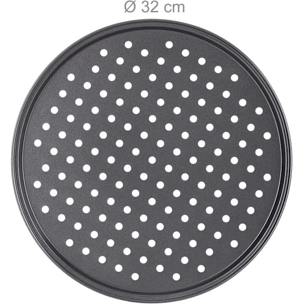 Sæt med 2 pizzabakker, runde perforerede non-stick