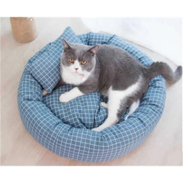 Kjæledyr Katt Lounger Sofa Egg Tart Formet Hus PP Bomull Katteseng Myke Plysj Kattematter Stor Kurv Hundemadrass Kjæledyrutstyr 210224