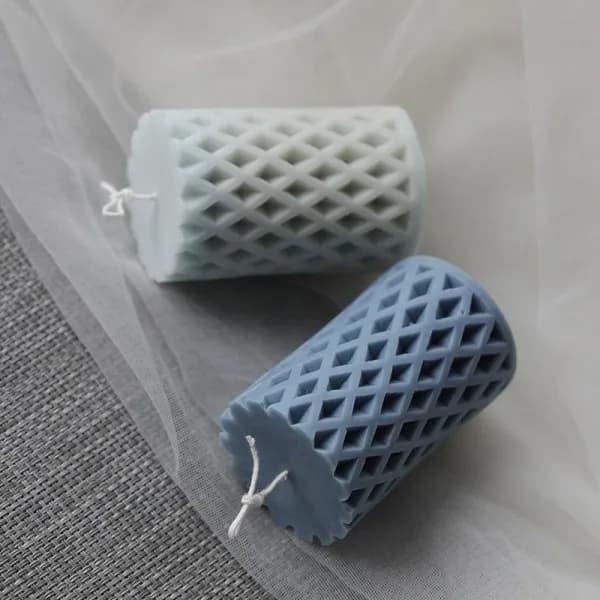 Lysforme lys stearinlys DIY støbeforme i silikoneform LZ22013 gitterlignende cylinder