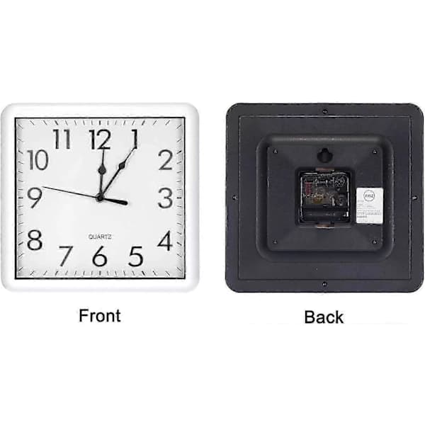 9x9 Inch Wall Clock, Quartz Battery Operated Silent Non-Ticking Square Wall Clock, White