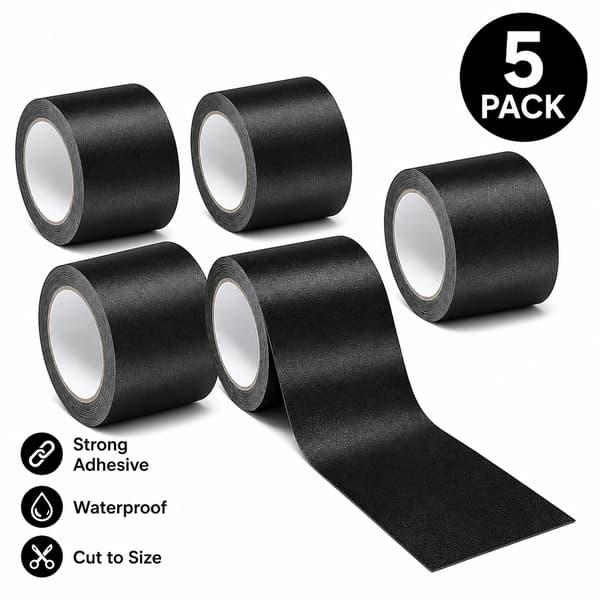 5-pak læderreparationstape, 5 cm x 5 m selvklæbende lap til scootersæder (sort) 5cm wide * 5m long