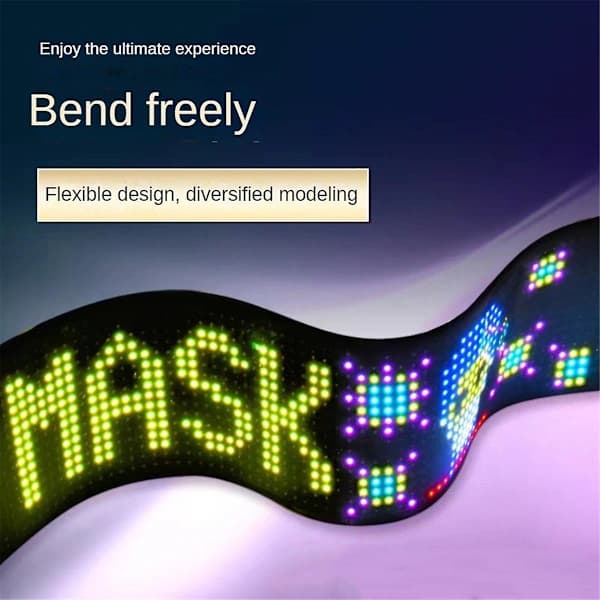 LED Pixel Panel, USB 5V Flexibel LED-modul RGB Rullande Textanimering Display, Bluetooth-app, 9,2 * 37,2 cm ()
