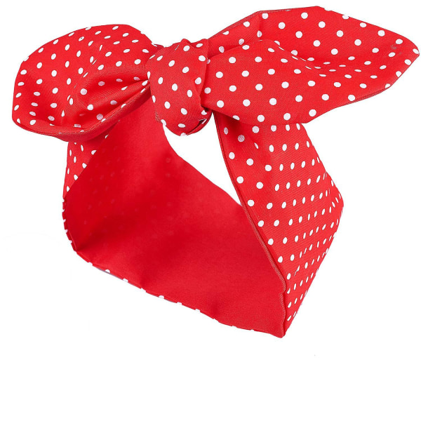 Pannband - 1 Röd rosett bomull Polka Dot Pannband för kvinnor och flickor