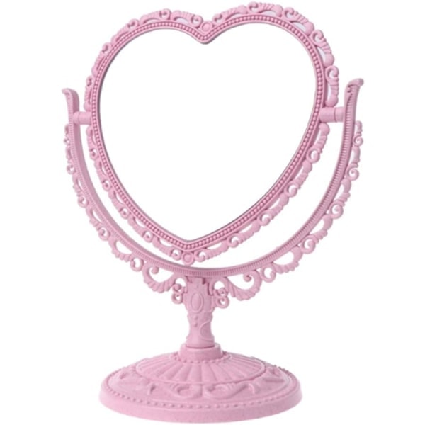 1-pack Enkel och vacker hjärtformad kosmetisk spegel, rosa
