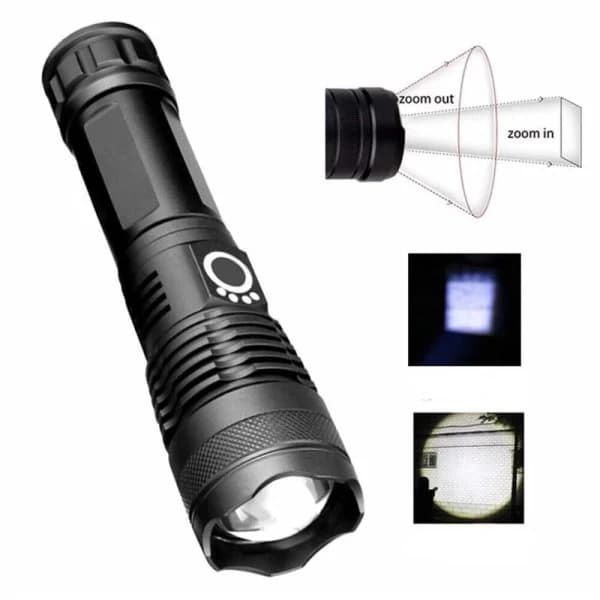 12000 Lumen Ultra Tehokas LED-taskulamppu, USB-ladattava