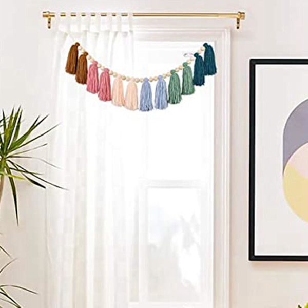 TS-2x Boho Tupsuköynnös Puuhelmillä Maanläheisissä Sateenkaaren Värisävyissä Luokkahuoneeseen Lastenhuoneeseen Juhliin Lapsille
