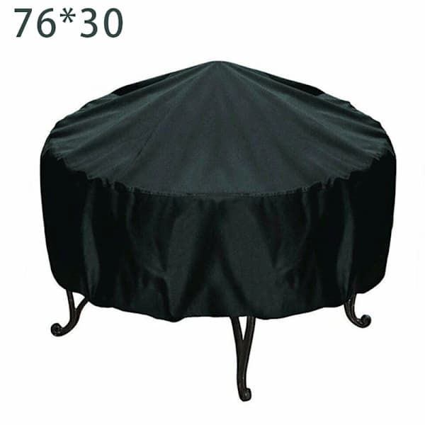 Rund Bålstedsovertræk Vandtæt UV-resistent Polyester til Udendørs Terrasse Bålfad 76 x 30 cm Sort 76*30cm