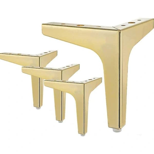 Møbelben, sett med 4 moderne metalliske trekantede møbelben, erstatningsfot 10 cm gull
