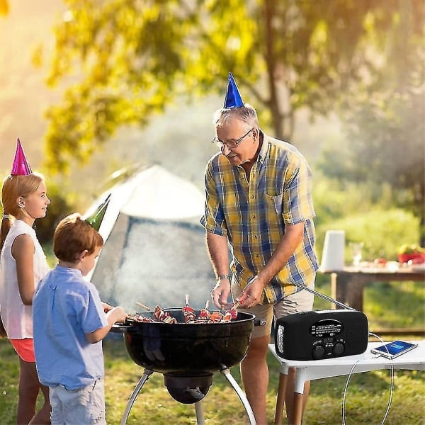 Bärbar Sol- och Handvevad Nödradio AM/FM Radio 1000mAh Uppladdningsbar Powerbank USB Mobilladdare LED Ficklampa