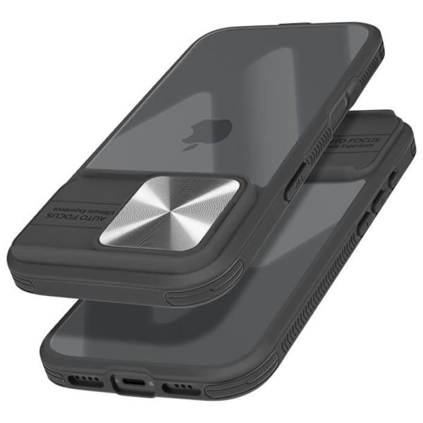 iPhone 16-fodral, tvåmaterial, skjutbart kameraskydd, QI-kompatibelt, svart Blue