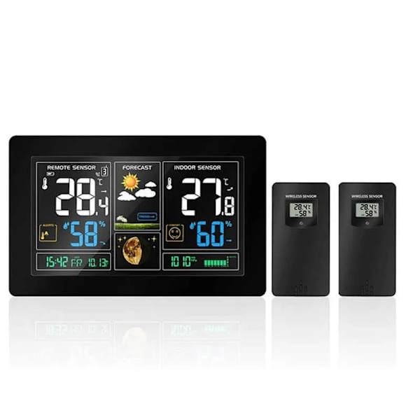 Grossist ARTBULL trådlös väderstation Digital Display Väderprognos Klocka Med Temperatur Luftfuktighet Alarmklocka Färgglad LCD 210719