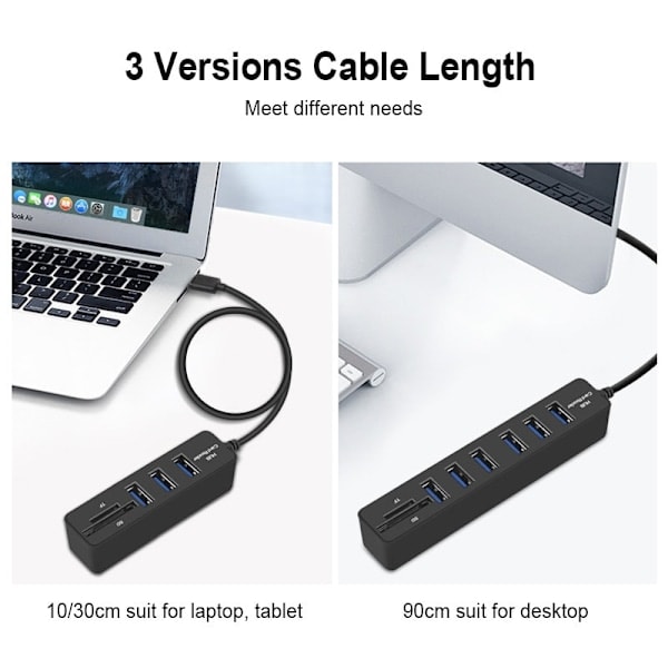 USB 2.0-Hub med Kortlæser - 6 Porte sort 64