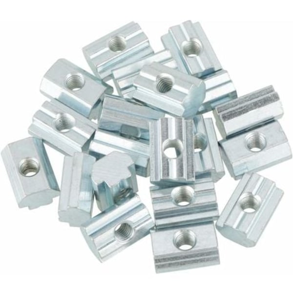 TS-20 stk Standard skyvemutter Galvanisert T-spor mutter i karbonstål for aluminiumsprofiltilbehør (T Nut Type 40 M8)