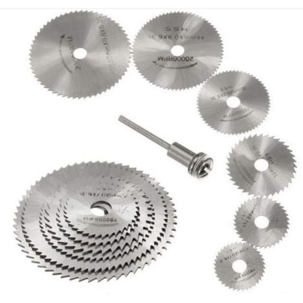 Uudet 7 kpl HSS-sahanterät pyörivään työkaluun, pyöreät puunleikkaussahanterälevyt Dremel-pyörivään työkaluun, jossa 1/8\" (3,175 mm) jatkovarsi