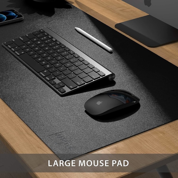 Sunrain Desk Pad Protector Mat - Dual Side Pu Läder Skrivbordsmatta Large Black-Black 35.4* 17