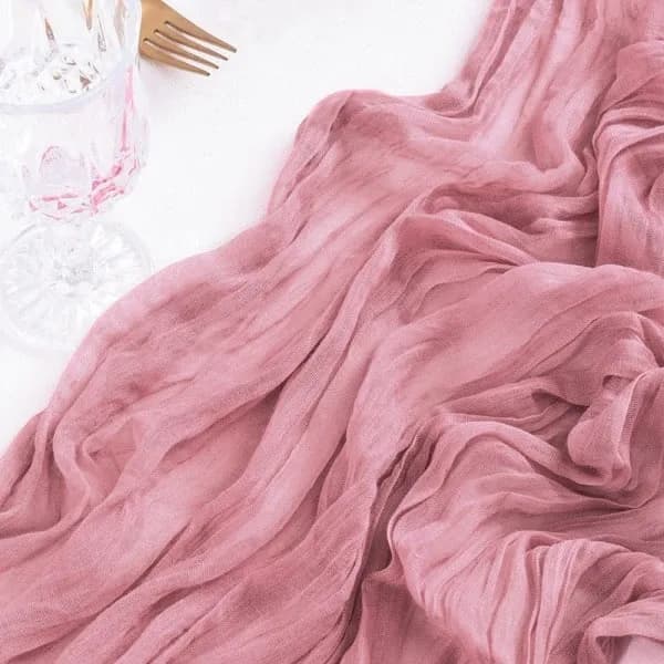Bohemsk rustikk gasbind duk Lys rosa gasbind duk for babyshower dekorasjon svart 90cmx300cm