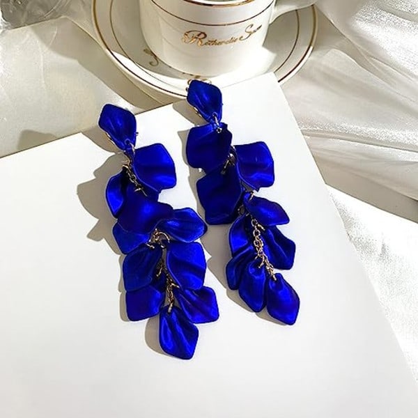 Sommer Boho Lange Akryl Rose Blad Øredobber Dingle Overdådige Blomster Øredobber Drop Floral Tassel Øredobber for Kvinner og Jenter Perfekt for Fest