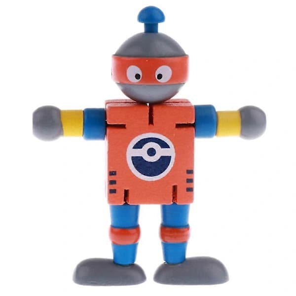 2X Trä Valnöts Docka Robotar Figur Dockmodell Barn Leksak Orange Ålder 3+
