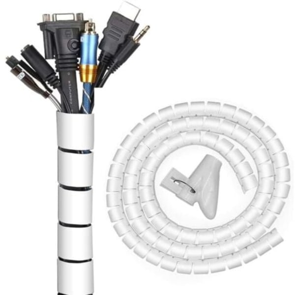 Kabelhåndteringssystem - Kabelskjuler i spiral - 22 mm x 3 meter - Fleksibel kabelorganisator for kontor, hjem, PC, TV