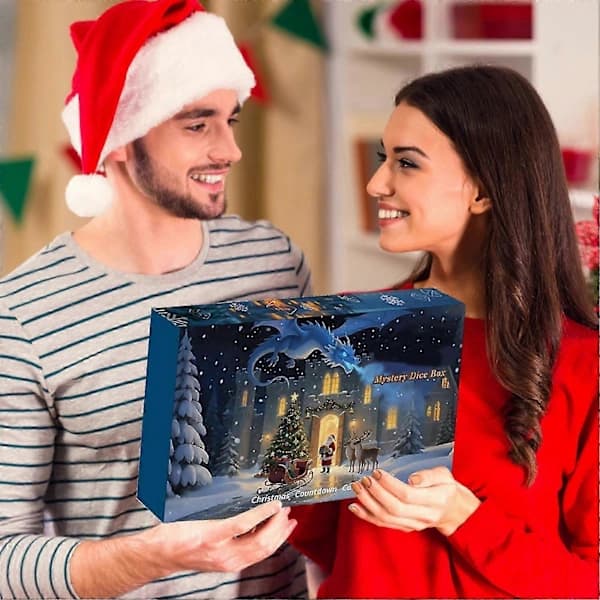 2026 DND Terninger Julekalender - 24 Dager Julenedtelling med Polyedrisk Terningesett Brettspill for Dungeons & Dragons