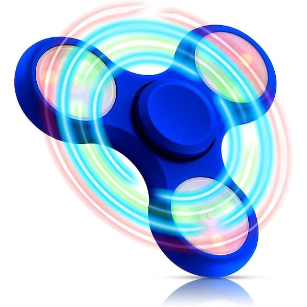 LED-fidgetspinner i metall med ljus - Partygåva med rik ljusshow - Ångestdämpande sensoriska leksaker för barn och vuxna D{HH} robin blue