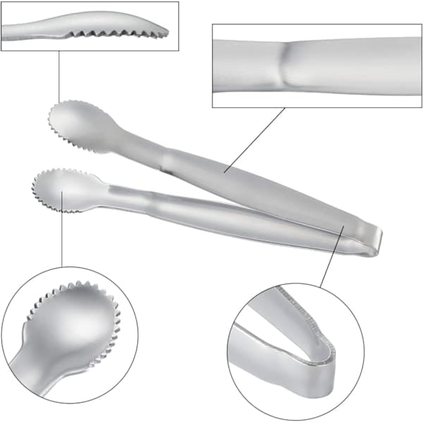 4-Pack Mini Sockertänger i Rostfritt Stål 10 cm Förtjockad Mattång{HH}