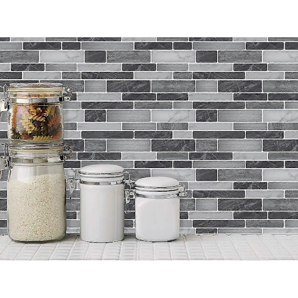2 kpl 25*28cm, Itsekiinnittyvät seinälaatat, Musta ja harmaa marmorikuvioinen itsekiinnittyvä roiskesuoja keittiöön ja kylpyhuoneeseen, mosaiikkiefekti