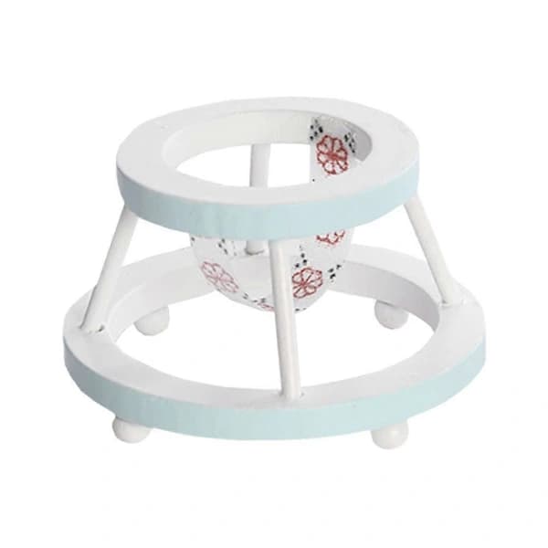 1 stk Baby Walker Rekvisit Mini Hus Baby Walker Model Mini Hus Dekorations Tilbehør Blå 6X6CM