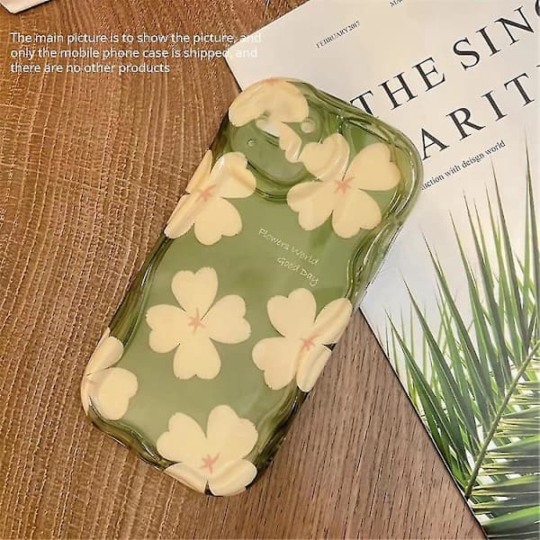 Case for 15 Pro Mobile Phone Case Soft Shockproof Protective Girly Green Floral Shell