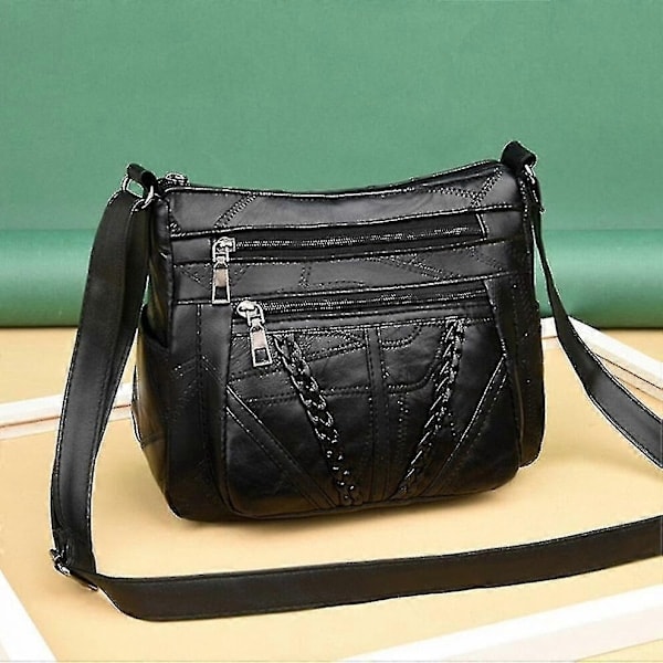 Fåreskinn dameveske, skulderveske, messenger-veske, crossbody-veske - Perfet