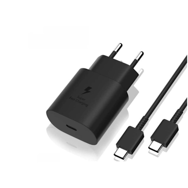 25 W SAMSUNG SNABB USB-C med kabel sort svart