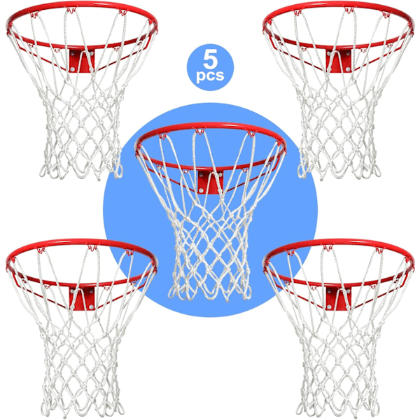 10 stk. basketnet til udendørs brug, professionel kraftig udskiftning af basketnet, vejrbestandig anti-whip, egnet til basketkurv med 12 løkker