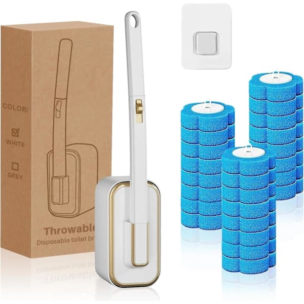 Toalettborste Kit med 24 Refills, Engångs Toalettborste Kit med Väggmontering och Aromaterapi
