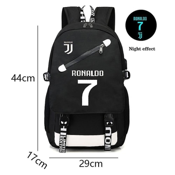 Ronaldo USB-reppu Koululaukku Teini-ikäisille Jalkapalloilijoille