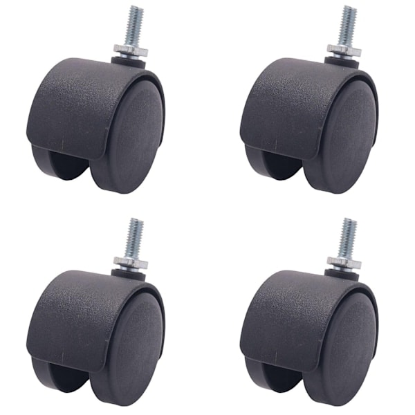 6 mm kierteinen varsi, 40 mm kaksoispyörät, pyörivä pyörän kääntö, musta - Perfekt