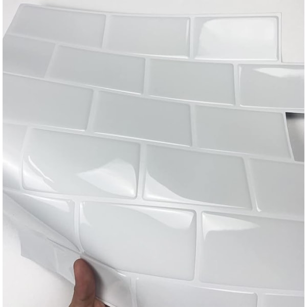 Självhäftande väggplattor Peel and Stick väggplattor, 3D tunnelbaneplattor på köks- och badrumsplattor (5 ark - vit)