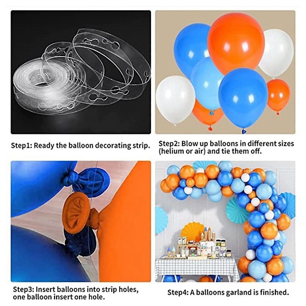 TS-93 stk Premium Latex Blå, Oransje og Hvit Party Ballongsett for Bursdager
