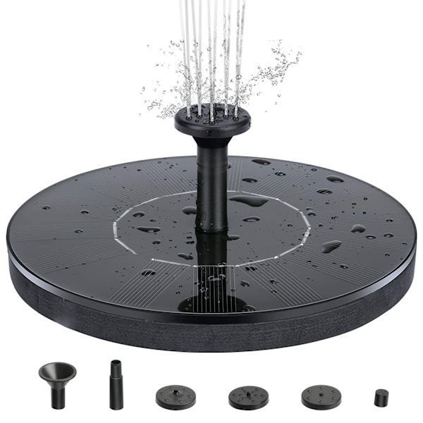 INF Solcelledrevet vandfontæne 16 cm Sort