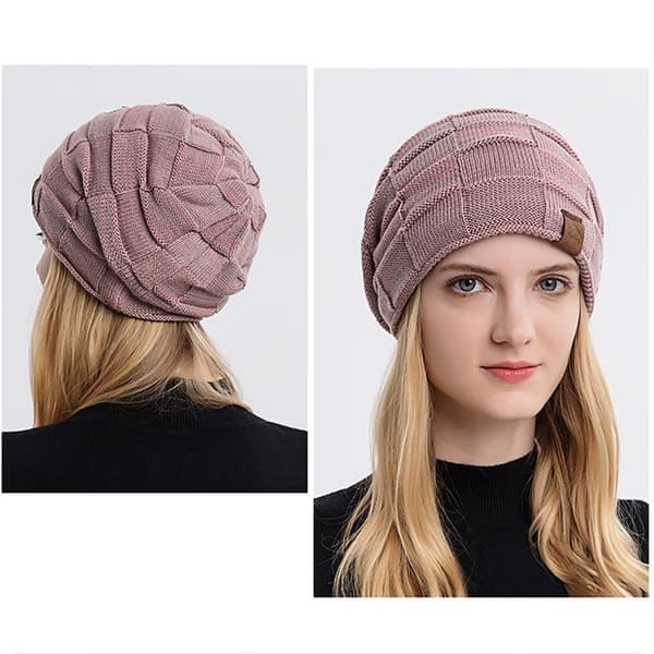 TS-Stickad mössa i polyester – rosa