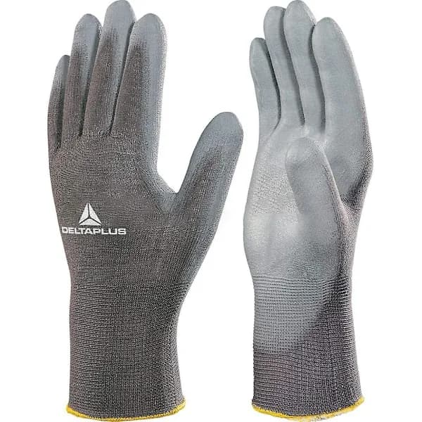 Strikkede polyester silikonfrie smussavvisende arbeidshansker for fint arbeid (Grå 7/S)