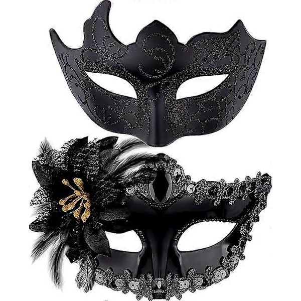 Venetiansk mask för par, maskeradmask, venetiansk spetsmask för dam, maskeradfest för herr - Perfekt