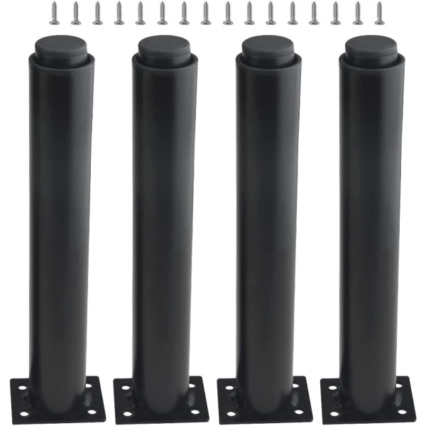 (25-42 cm, svart) Set med 4 starka justerbara metallben för möbler