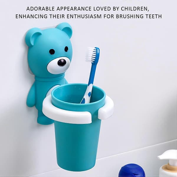 2-pack Cartoon Toothbrush Holder, Kids Toothbrush Cup, Storage Rack with Suction Cup, Fixed Toothbrush Holder, Wall Mounted