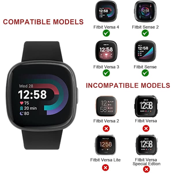 Blødt erstatningsarmbånd til Fitbit Versa 3/4 - 4-pak