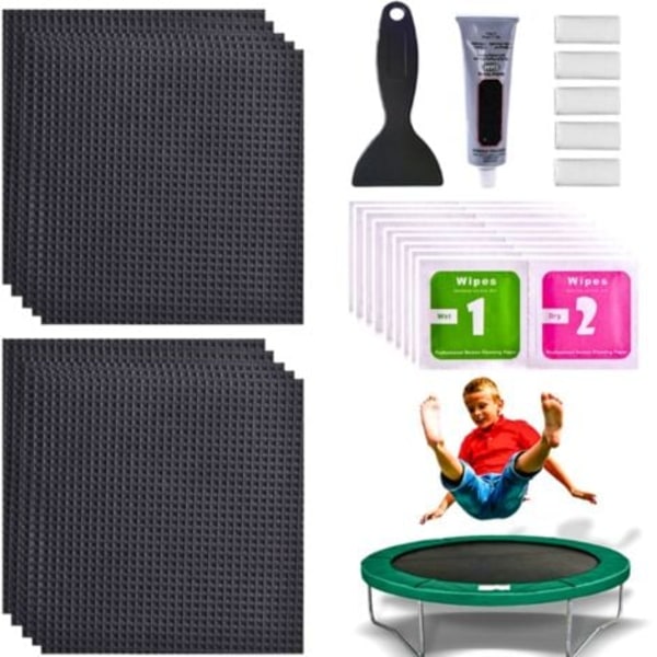 Trampolin Lagningskit, 10 st 4x4 Vattentäta Fyrkantiga Trampolinlappar, Trampolinreparationskit, Trampolintillbehör, Trampolinnätsreparationskit