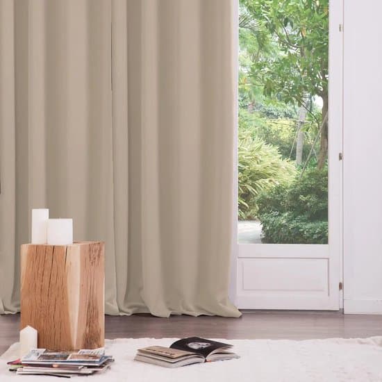 Mörkläggningsgardiner 2-pack, Ljusreducerande polyestergardiner med öljetter för vardagsrum och sovrum, Beige 135 x 240 cm