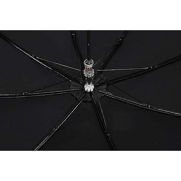 Sammenfoldelig UV-beskyttelsesparaply med 3D-broderi til bryllup, sol, regn og sne, sort 100 cm Black