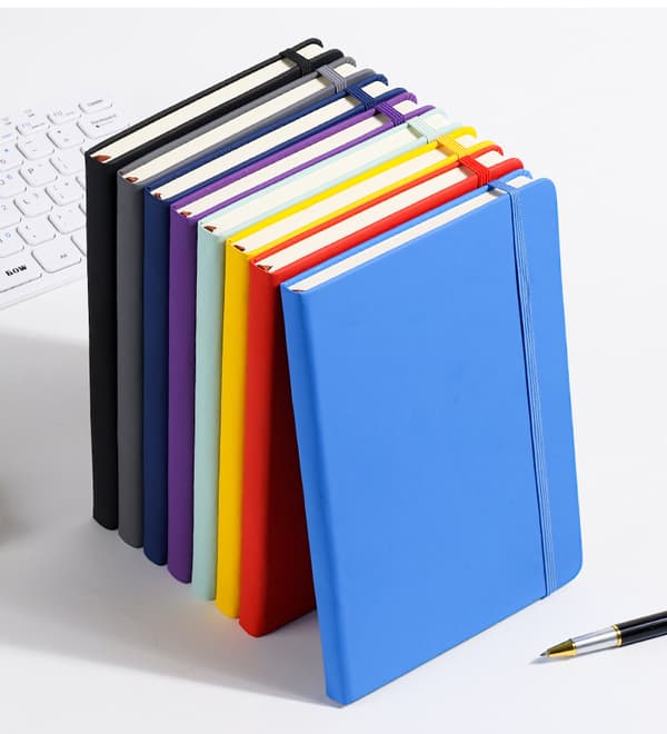 A5 PU-omslagsnotesbog med elastikbånd, fladliggende journal til forretningskontor, rejser og studier Blue casing