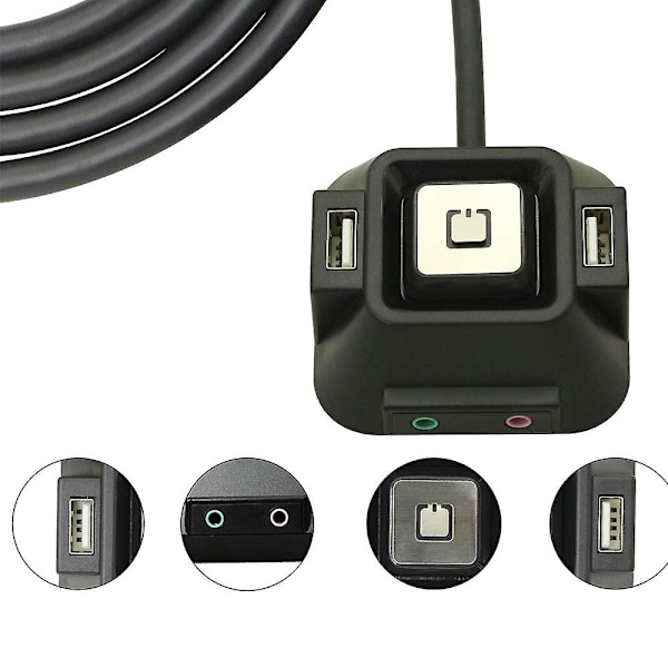TS-Desktop Computer Case Switch, reset HDD-knap med dobbelt USB-porte, tænd/sluk-knap, lydporte F