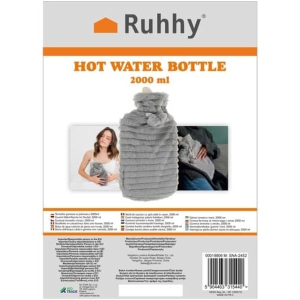 Hot Water Bottle - Rubber Hot Water Bag with Cover - 2L